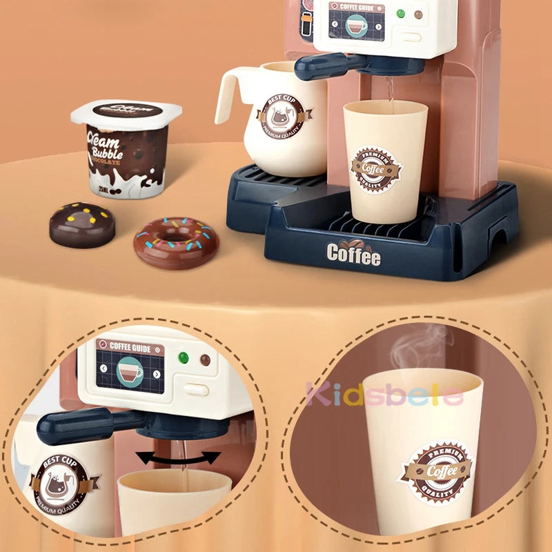 Coffee Machine Toy Set Kitchen Toys Simulation Food Bread Coffee Cake Pretend Play Shopping Cash Register Toys For Kids