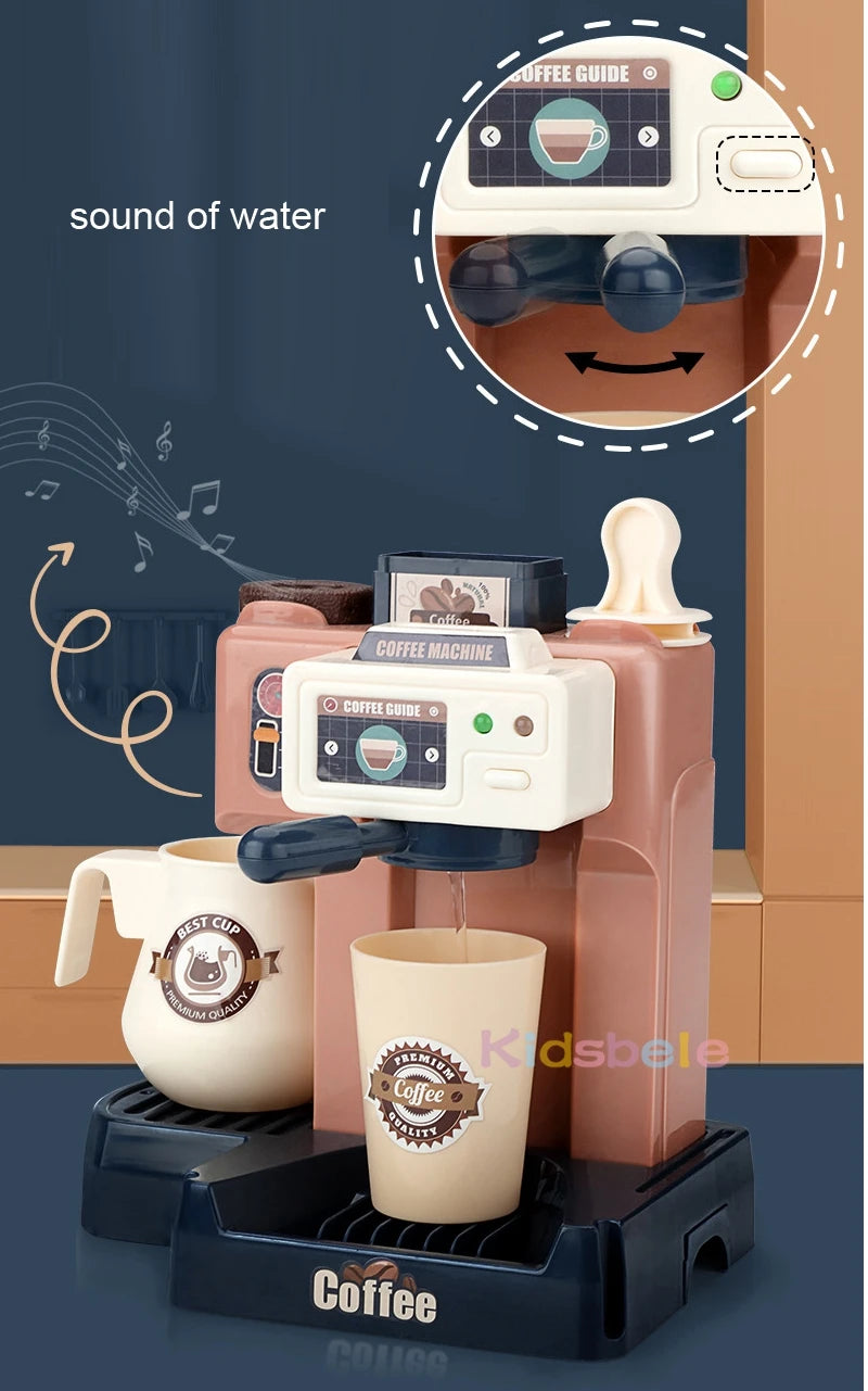 Coffee Machine Toy Set Kitchen Toys Simulation Food Bread Coffee Cake Pretend Play Shopping Cash Register Toys For Kids