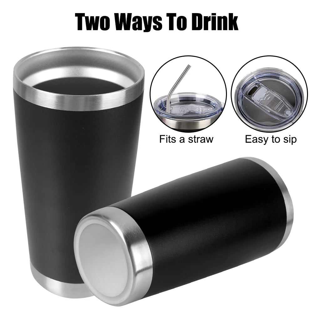 Tumbler 20oz Thermal Mug With Lids Drinkware With Lids Stainless Steel Water Bottle Vacuum Insulated Leakproof Beer Cups