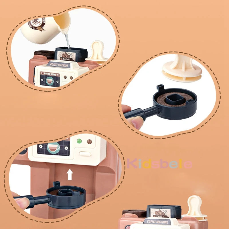 Coffee Machine Toy Set Kitchen Toys Simulation Food Bread Coffee Cake Pretend Play Shopping Cash Register Toys For Kids
