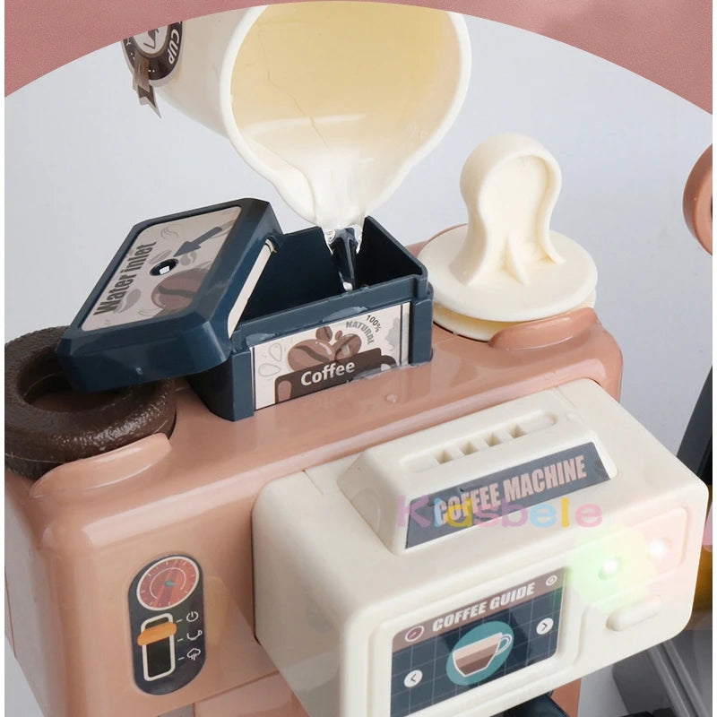 Coffee Machine Toy Set Kitchen Toys Simulation Food Bread Coffee Cake Pretend Play Shopping Cash Register Toys For Kids