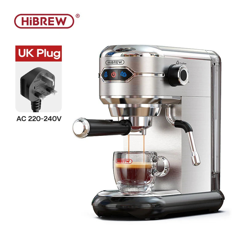 HiBREW Coffee Maker Cafetera 20 Bar Inox Semi Automatic Super Slim ESE POD& Powder Espresso Cappuccino Machine Hot Water H11