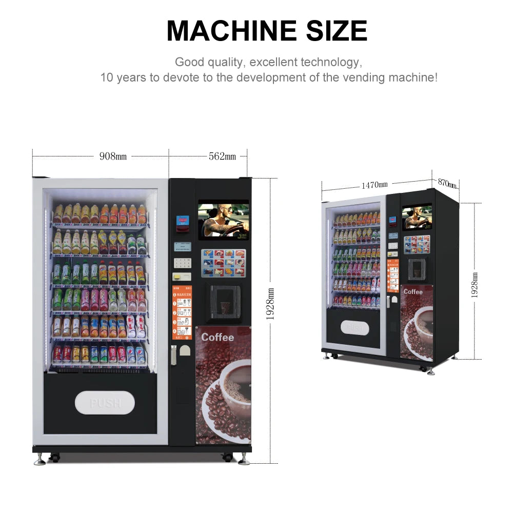 Automatic Coffee Vending Machine MDB System Integrated Drink & Snack Commercial Use Built-in Grinder Touchscreen Office/Retail