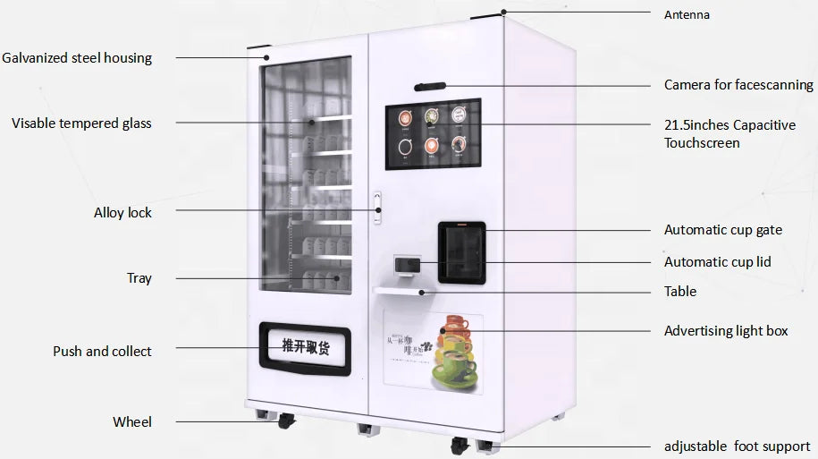 Automatic Coffee Vending Machine MDB System Integrated Drink & Snack Commercial Use Built-in Grinder Touchscreen Office/Retail
