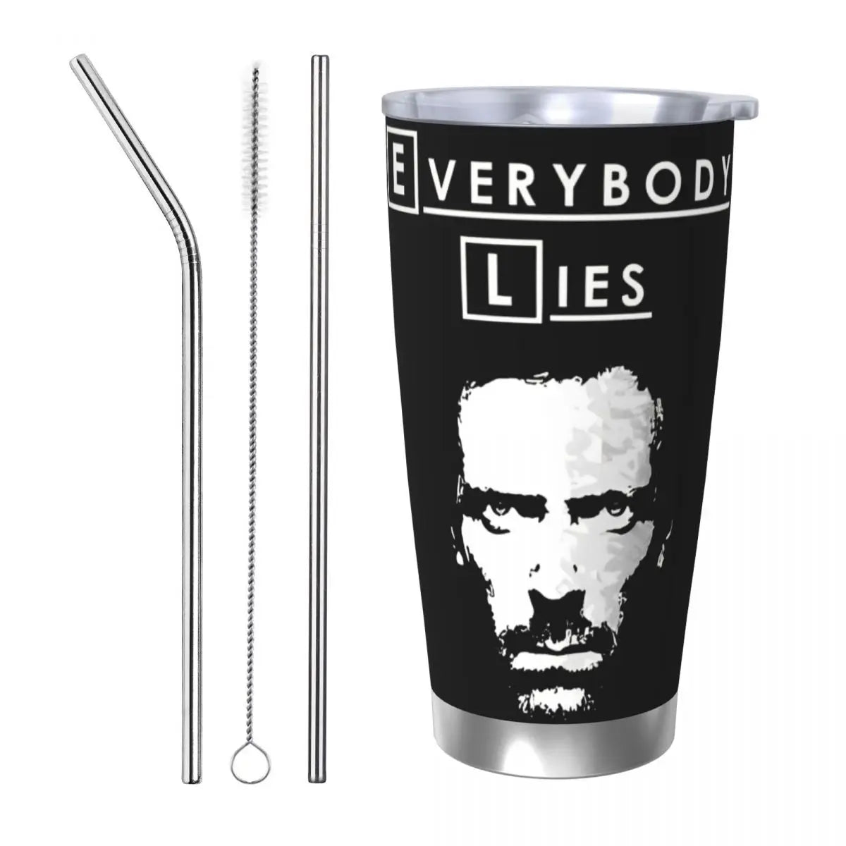 Everybody Lies Dr Gregory Tumbler Vacuum Insulated House Md Thermal Cup with Lid Straw Office Home Mug Spill Proof, 20oz