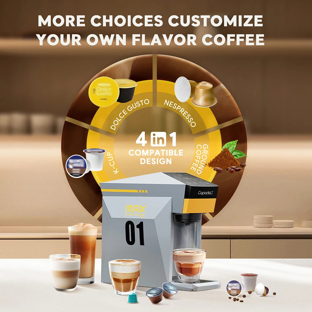 multi capsule espresso machine 19Bar Coffee machine 4IN1  Pod coffee machine DG NS k-cup Powder