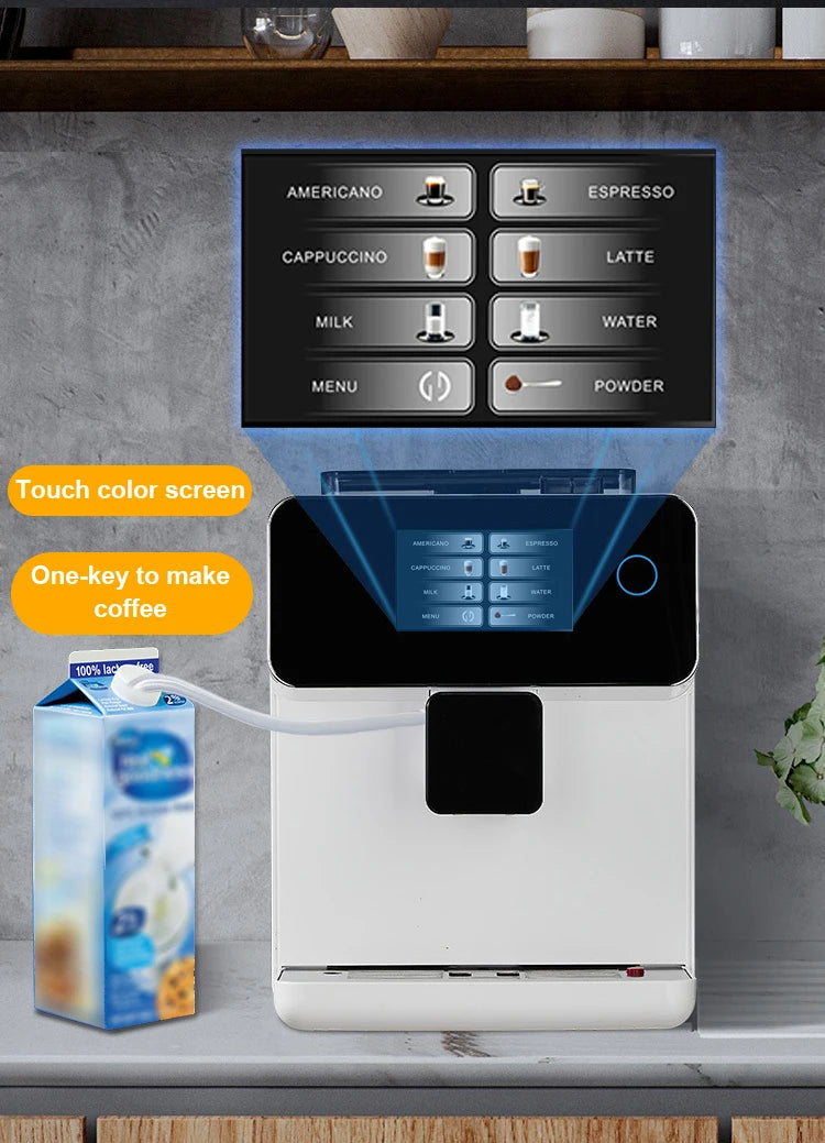 Kitchen Cappuccino Kapuchinator Machine Milk Foam Bubble Frother Automatic Italian Espresso Cafe Maker With Coffee Beans Grinder