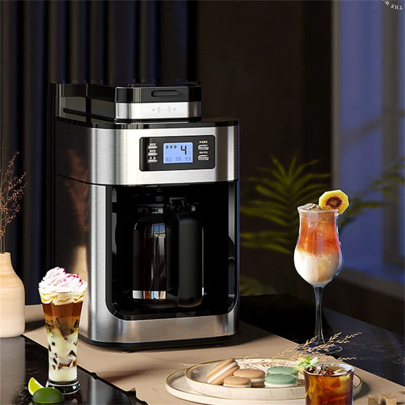 2 In1 Drip Coffee Machine Apply To Ground&Beans Home Appliances Dripping Coffee Maker With Digital Display&keep Warm
