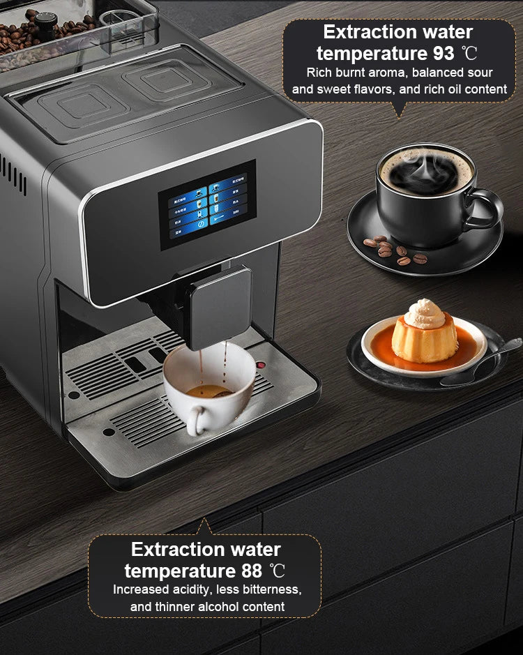 Kitchen Cappuccino Kapuchinator Machine Milk Foam Bubble Frother Automatic Italian Espresso Cafe Maker With Coffee Beans Grinder