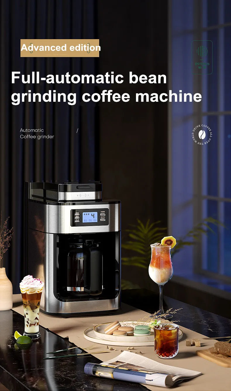 2 In1 Drip Coffee Machine Apply To Ground&Beans Home Appliances Dripping Coffee Maker With Digital Display&keep Warm