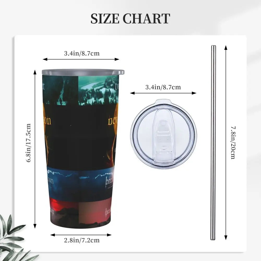 The Twilight Saga Movie Insulated Tumbler with Straws Stainless Steel Thermal Mug Outdoor Travel Thermos Bottle Cup