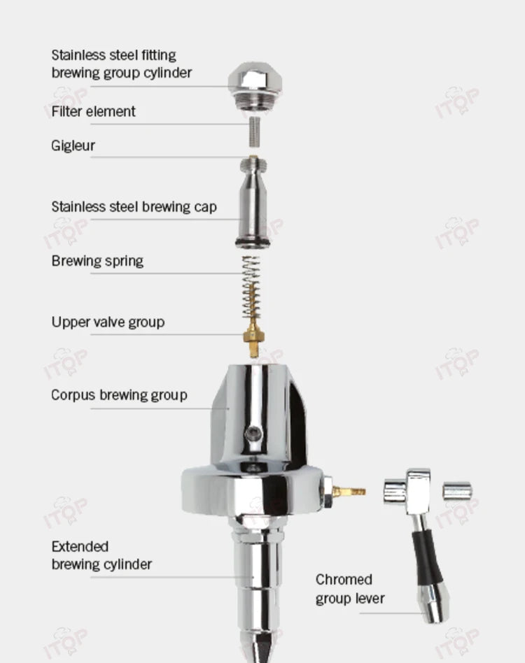 ITOP Coffee Machine Express Coffee Maker E61 Brewing Double Boiler Rotary Pump Copper Pipe 2000W N.W. 32kg 220-240V 50-60Hz