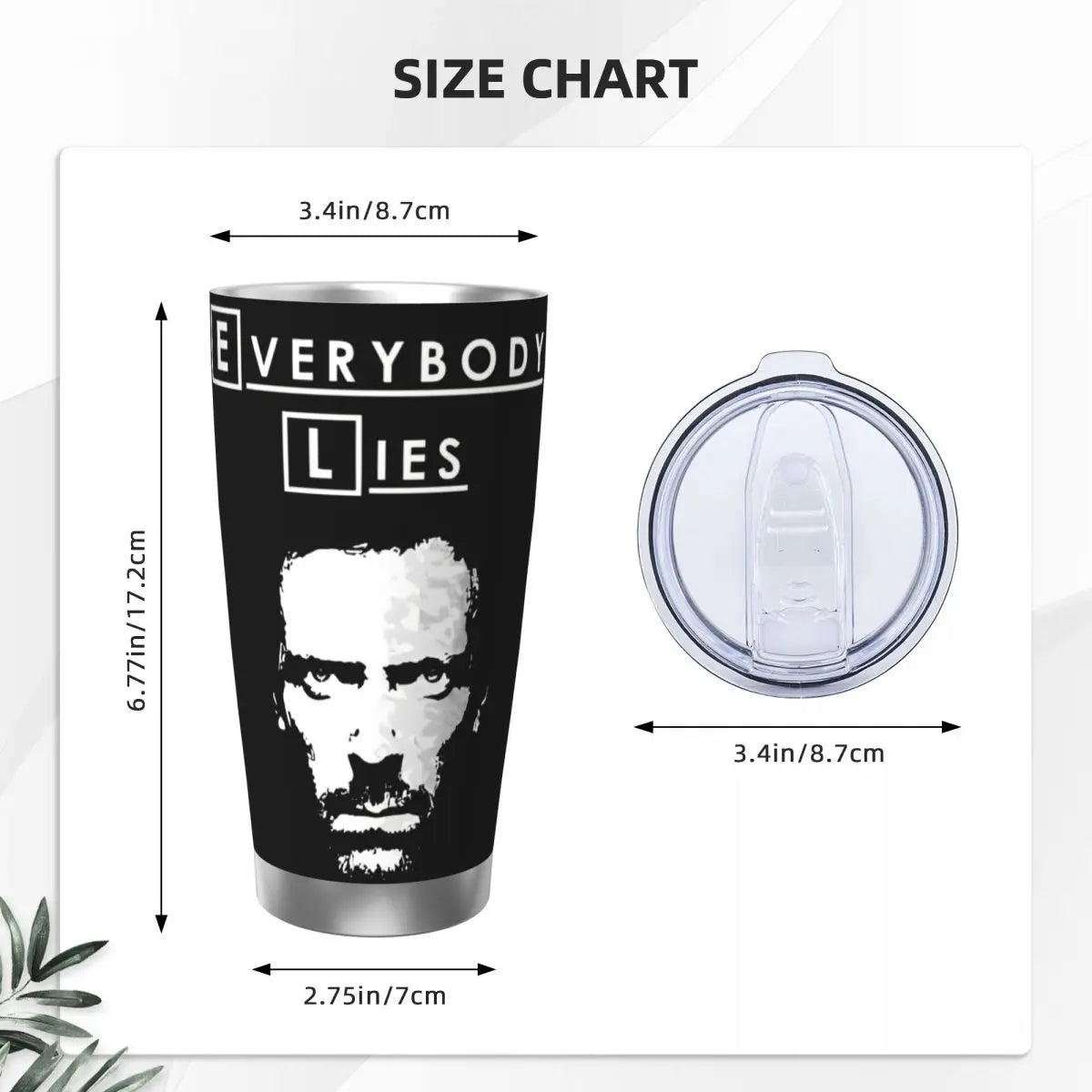 Everybody Lies Dr Gregory Tumbler Vacuum Insulated House Md Thermal Cup with Lid Straw Office Home Mug Spill Proof, 20oz