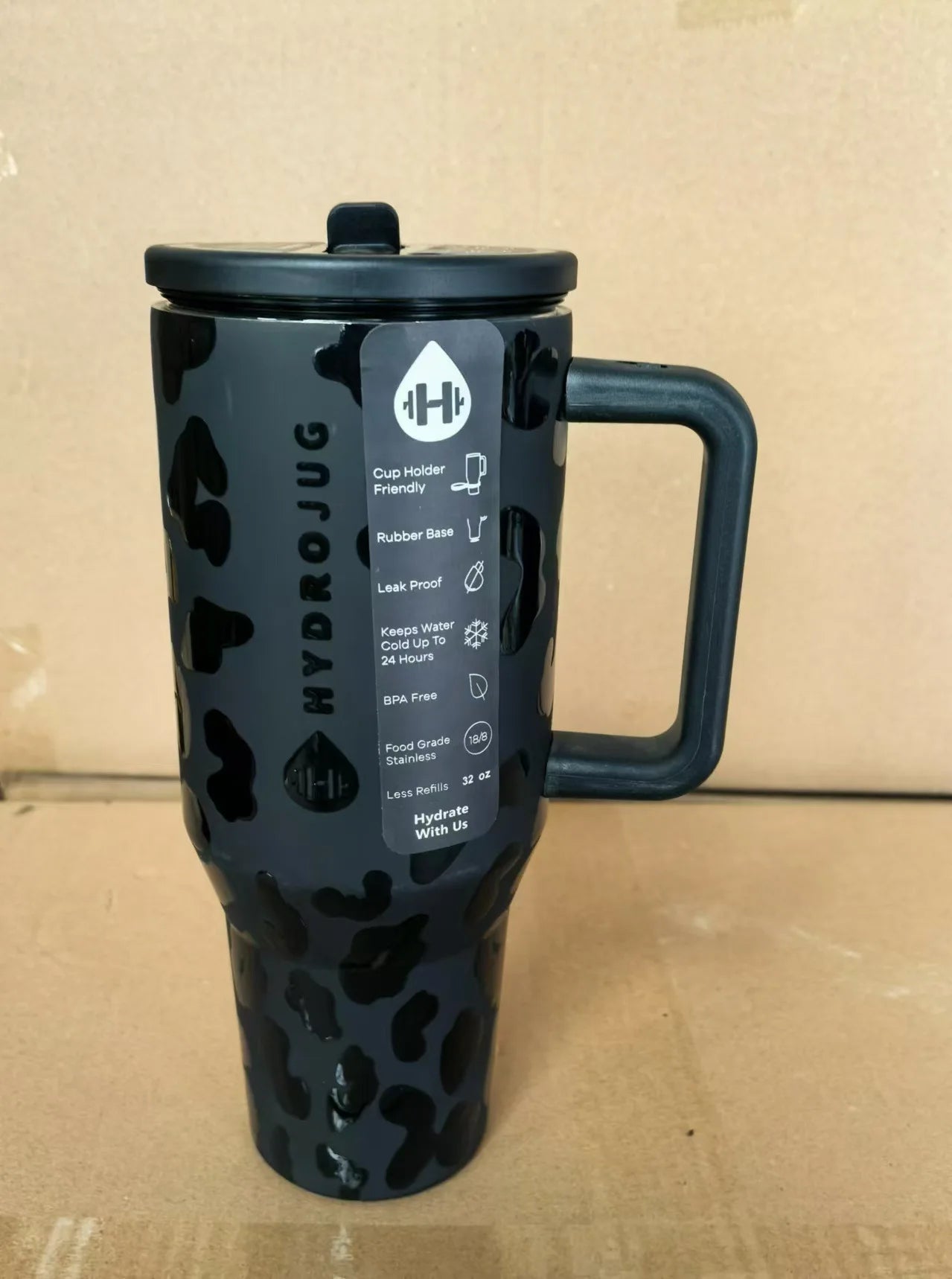 Tumbler Thermos with Handle and Simple Flip-top Straw Car Cup Holder Portable Leak-proof Vacuum Water Bottle 32 Oz
