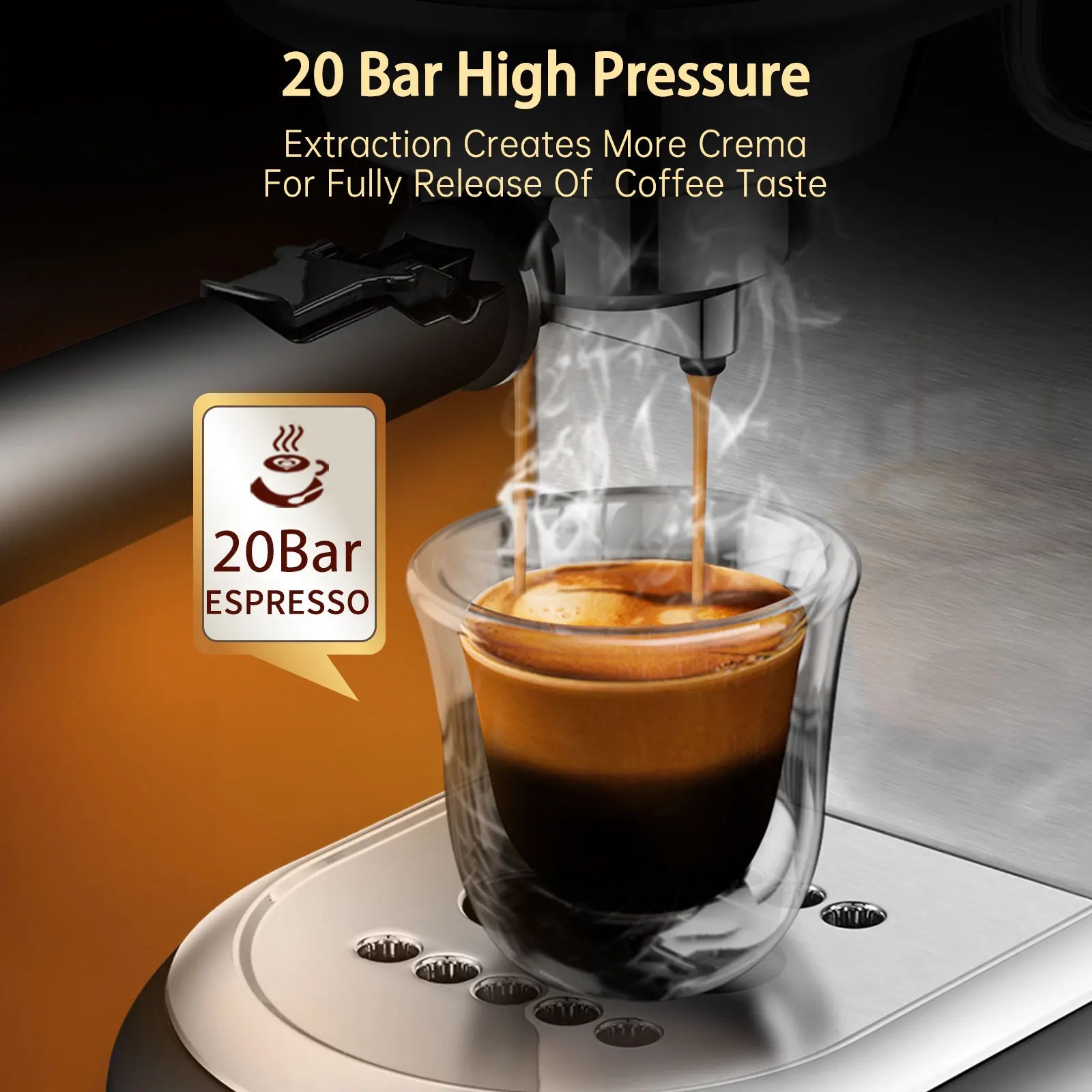HiBREW Coffee Maker Cafetera 20 Bar Inox Semi Automatic Super Slim ESE POD& Powder Espresso Cappuccino Machine Hot Water H11