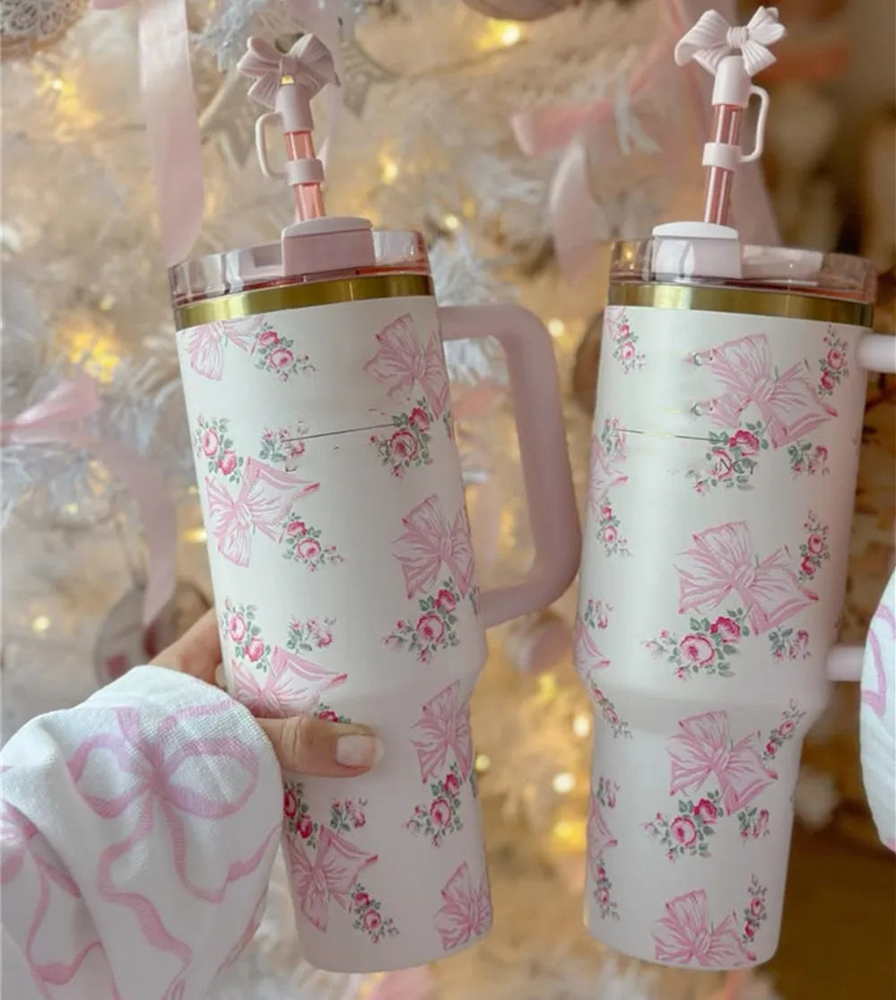2025 Popular Tumblers With Handle Car Mugs Insulated Tumbler With Lids Straw Stainless Steel Coffee Tumbler Termos Cups
