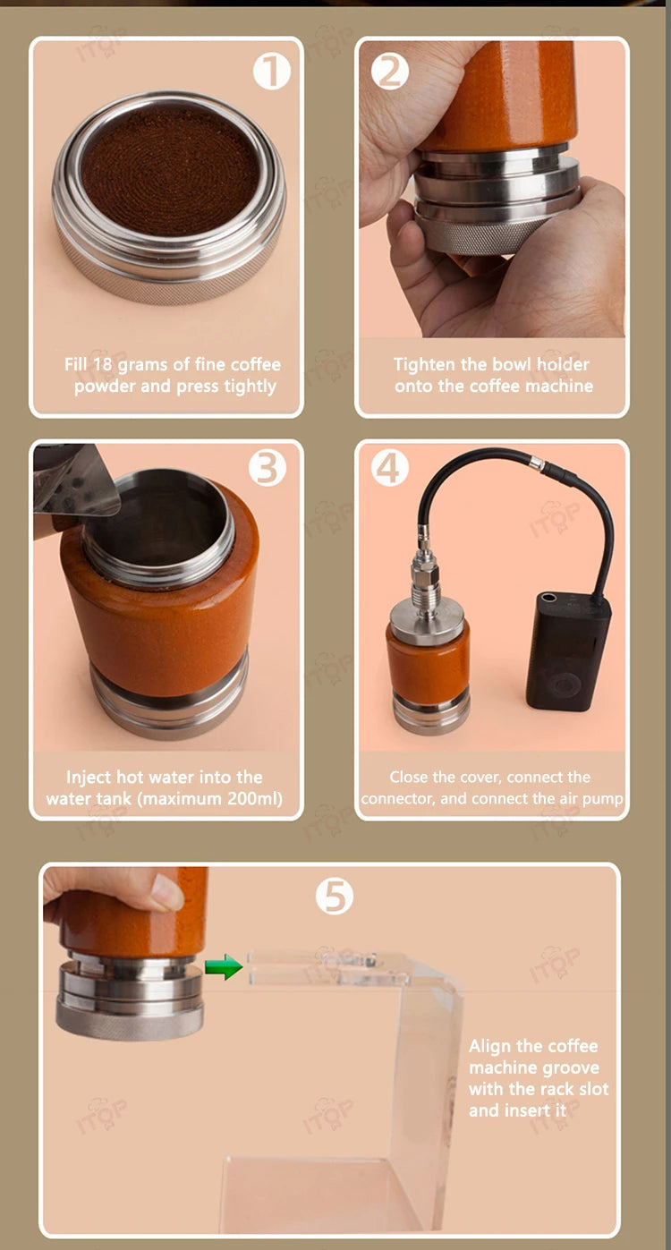 ITOP Pneumatic Coffee Machine 58mm Camping Espresso Coffee Maker With Flow Control Value Pre-brewing Function
