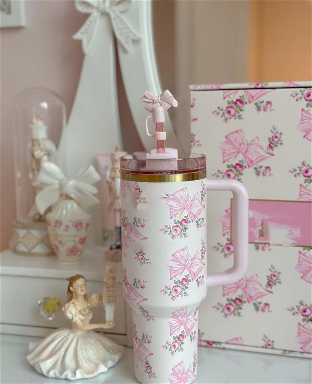 2025 Popular Tumblers With Handle Car Mugs Insulated Tumbler With Lids Straw Stainless Steel Coffee Tumbler Termos Cups