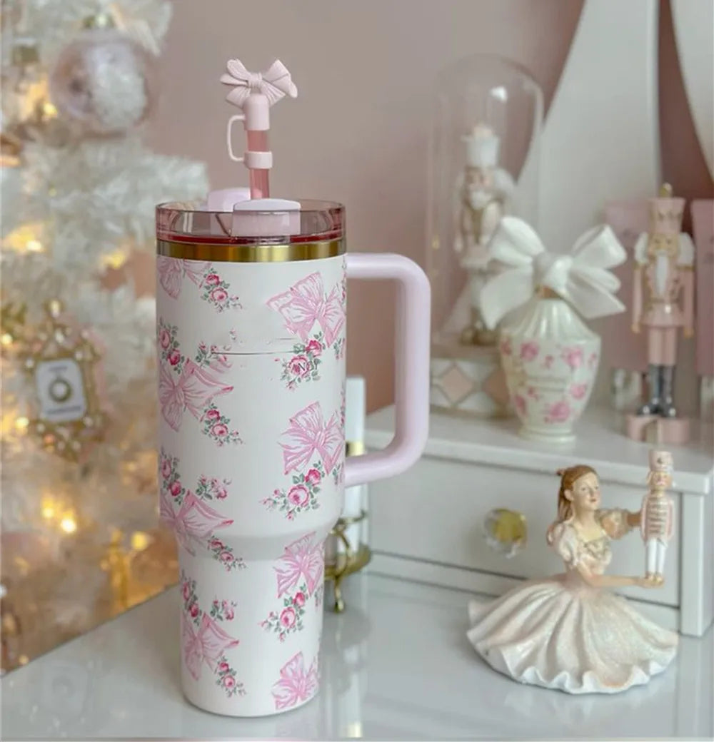 2025 Popular Tumblers With Handle Car Mugs Insulated Tumbler With Lids Straw Stainless Steel Coffee Tumbler Termos Cups