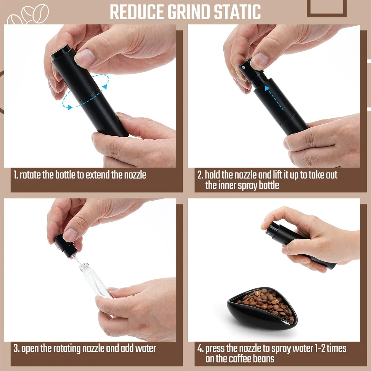 Coffee Bean Dosing Cup Set, Ceramic Coffee Bean Dosing Tray & Spray Bottle and Espresso Coffee Stirrer Tool, Coffee Accessories