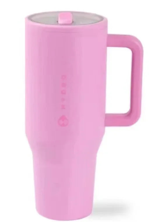 Tumbler Thermos with Handle and Simple Flip-top Straw Car Cup Holder Portable Leak-proof Vacuum Water Bottle 32 Oz