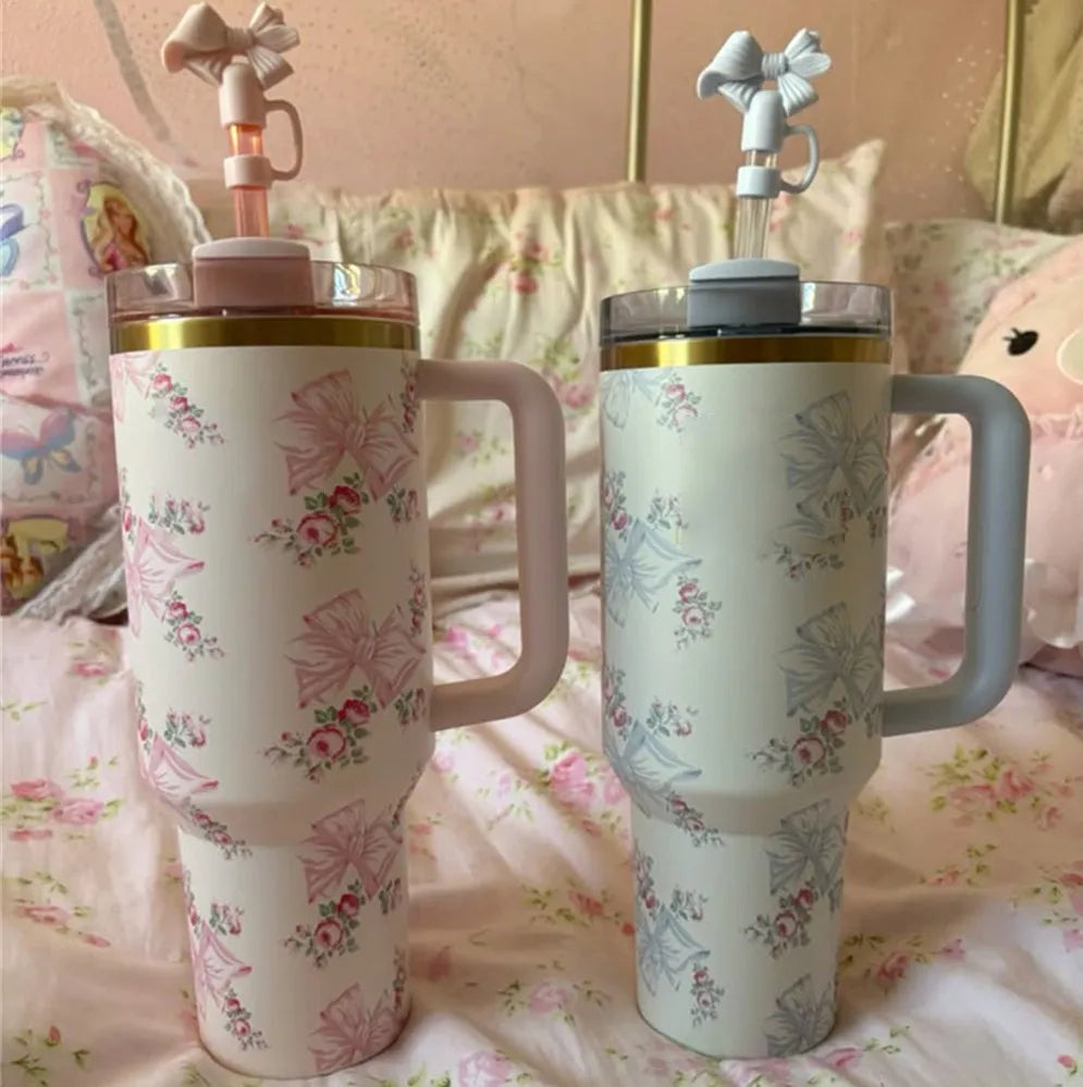 2025 Popular Tumblers With Handle Car Mugs Insulated Tumbler With Lids Straw Stainless Steel Coffee Tumbler Termos Cups
