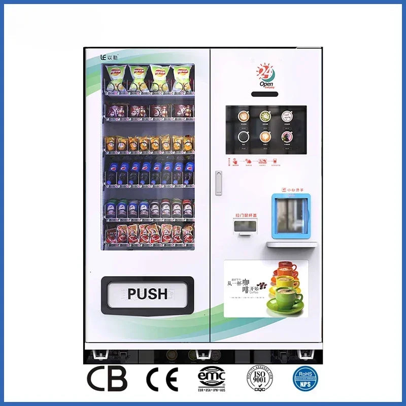 Automatic Coffee Vending Machine MDB System Integrated Drink & Snack Commercial Use Built-in Grinder Touchscreen Office/Retail