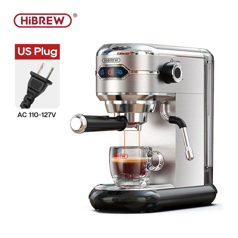 HiBREW Coffee Maker Cafetera 20 Bar Inox Semi Automatic Super Slim ESE POD& Powder Espresso Cappuccino Machine Hot Water H11