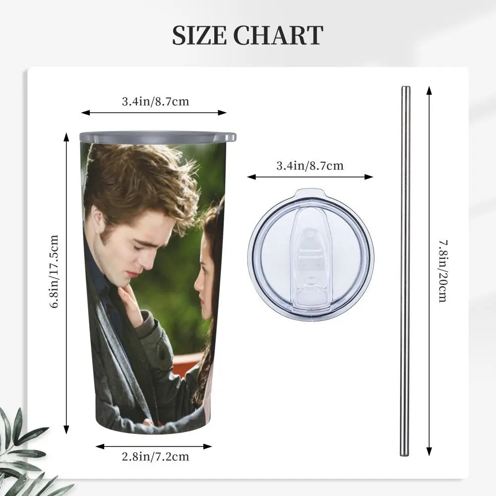 The Twilight Saga Movie Insulated Tumbler with Straws Stainless Steel Thermal Mug Outdoor Travel Thermos Bottle Cup