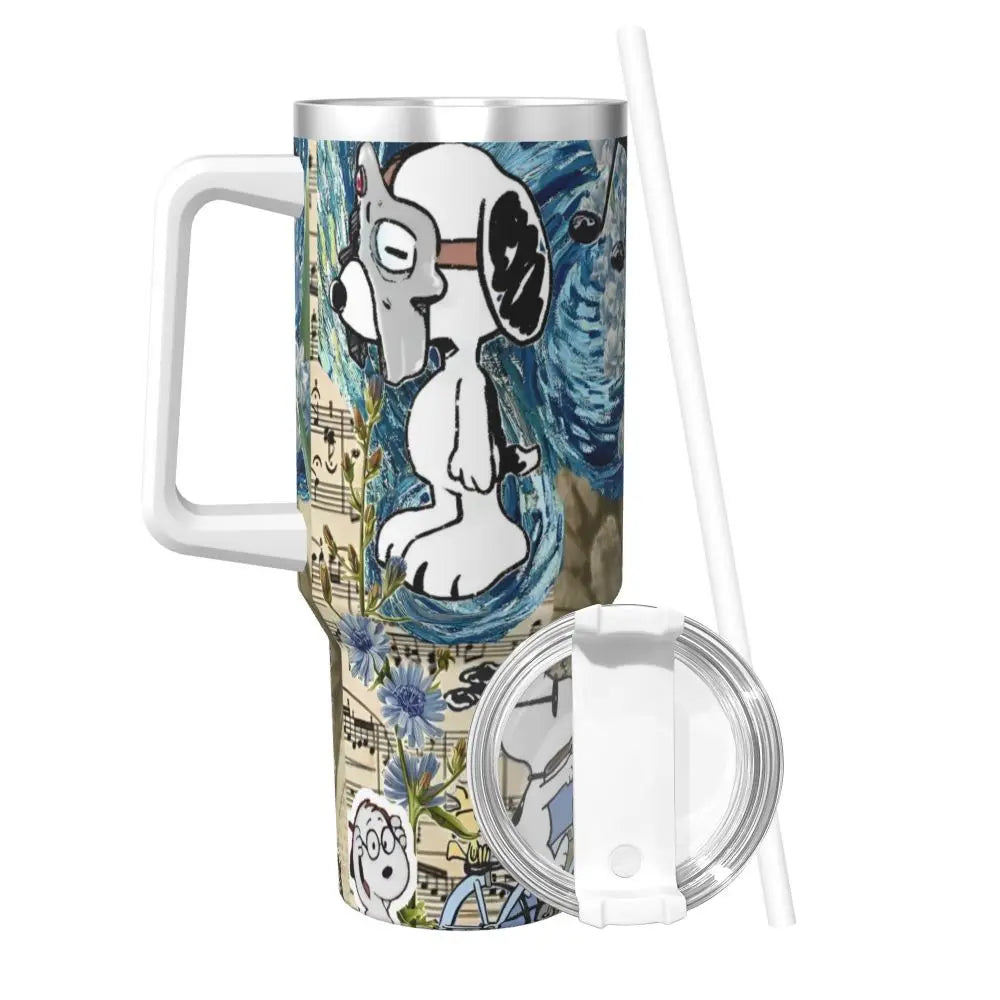 Tumbler Hot Drinks Water Bottle Portable Stainless Steel Coffee Mug A Peanuts Graphic Travel Mugs Cup