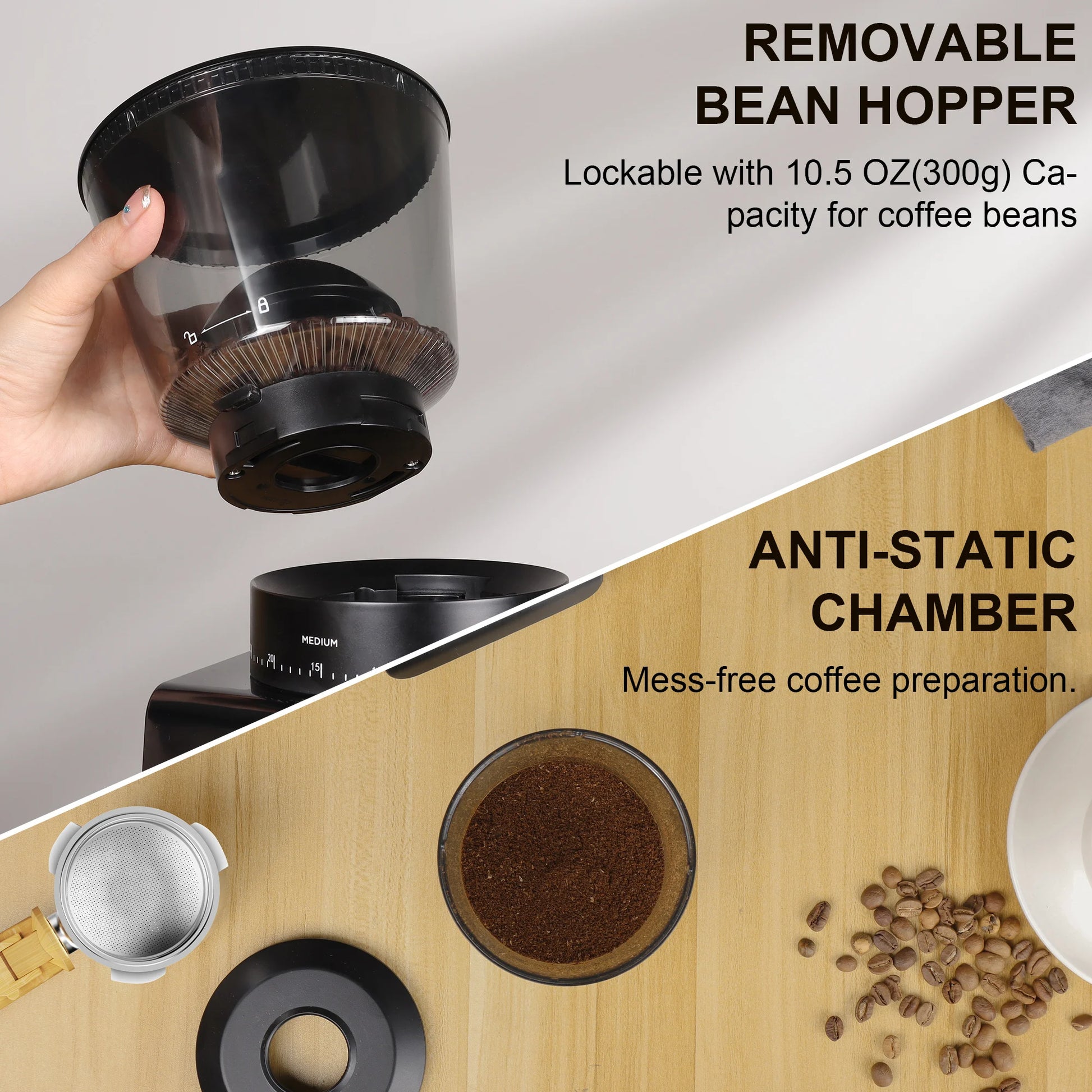 Coffart By BioloMix Automatic Burr Mill Electric Coffee Grinder with 30 Gears for Espresso American Coffee Pour Over