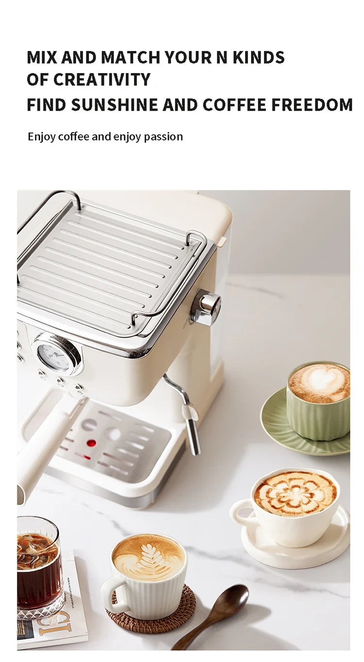 20 Bar Electric Coffee Machine Italian Semi-automatic Professional Expresso Coffee Maker Office Small Coffee Machines 220V