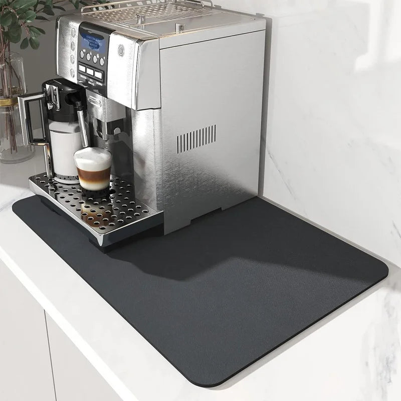 Coffee Mat - Coffee Bar Mat for Countertops | Coffee Bar Accessories Fit Under Coffee Maker Machine | Absorbent Hide Stain Rubbe