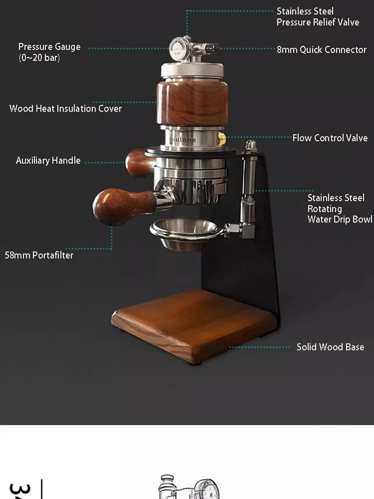 ITOP Pneumatic Coffee Machine 58mm Camping Espresso Coffee Maker With Flow Control Value Pre-brewing Function