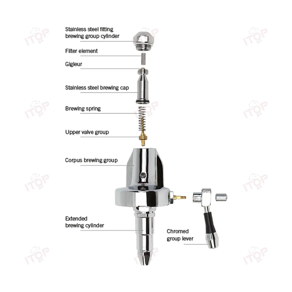 ITOP Coffee Machine Express Coffee Maker E61 Brewing Double Boiler Rotary Pump Copper Pipe 2000W N.W. 32kg 220-240V 50-60Hz