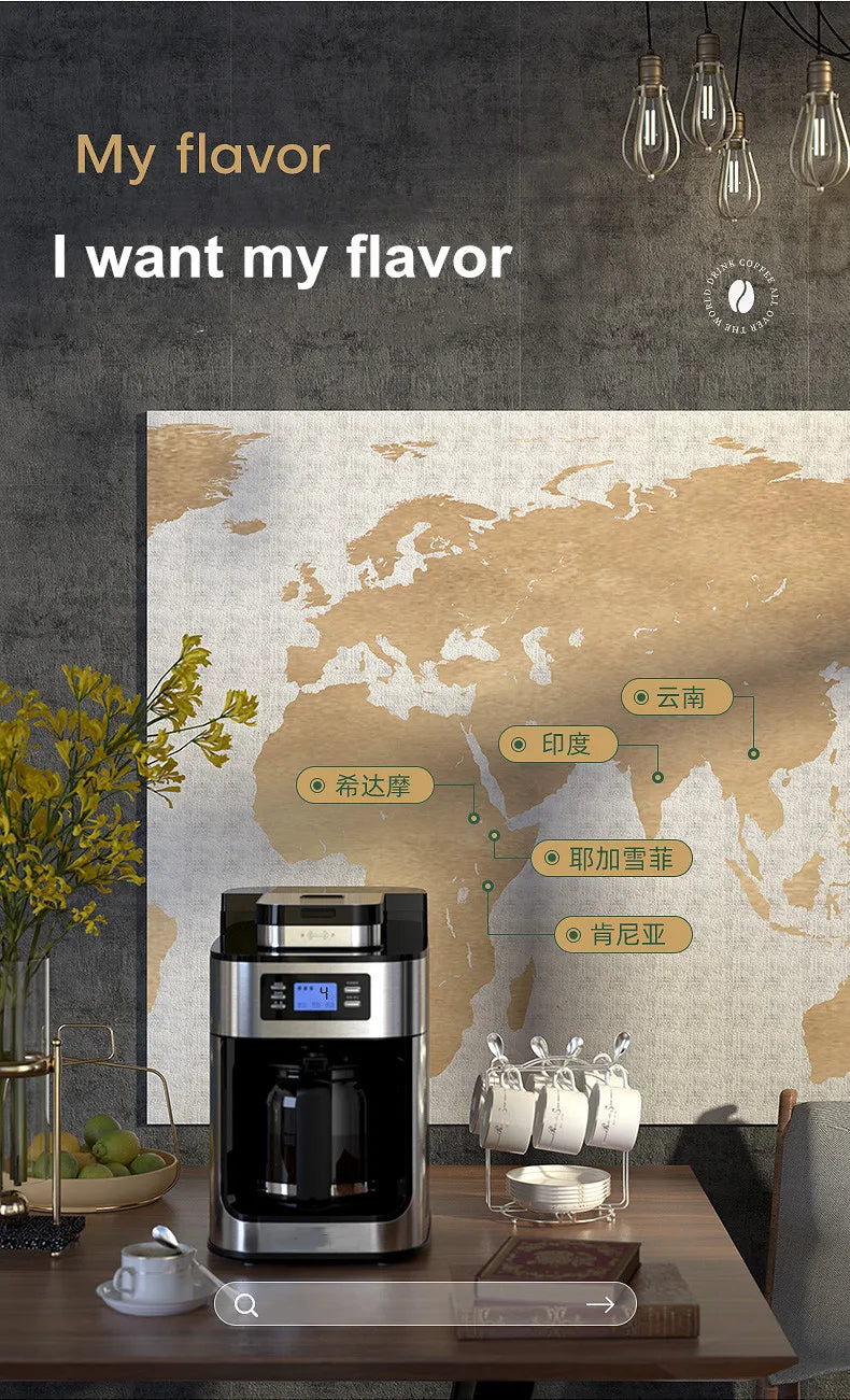 2 In1 Drip Coffee Machine Apply To Ground&Beans Home Appliances Dripping Coffee Maker With Digital Display&keep Warm