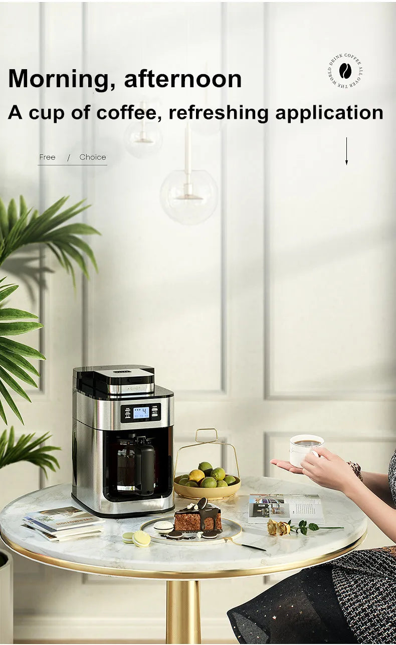 2 In1 Drip Coffee Machine Apply To Ground&Beans Home Appliances Dripping Coffee Maker With Digital Display&keep Warm