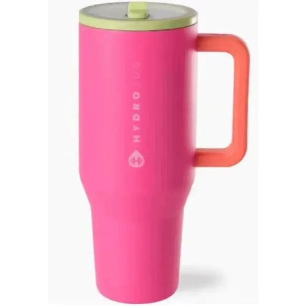Tumbler Thermos with Handle and Simple Flip-top Straw Car Cup Holder Portable Leak-proof Vacuum Water Bottle 32 Oz