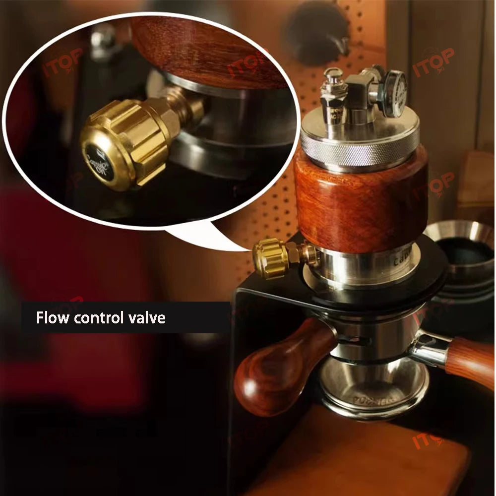 ITOP Pneumatic Coffee Machine 58mm Camping Espresso Coffee Maker With Flow Control Value Pre-brewing Function