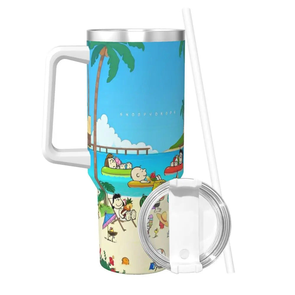 Tumbler Hot Drinks Water Bottle Portable Stainless Steel Coffee Mug A Peanuts Graphic Travel Mugs Cup