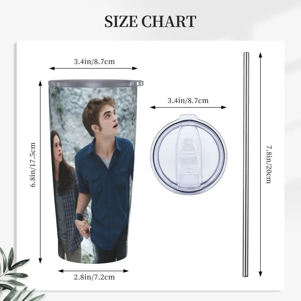 The Twilight Saga Movie Insulated Tumbler with Straws Stainless Steel Thermal Mug Outdoor Travel Thermos Bottle Cup