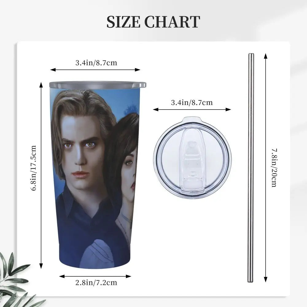The Twilight Saga Movie Insulated Tumbler with Straws Stainless Steel Thermal Mug Outdoor Travel Thermos Bottle Cup