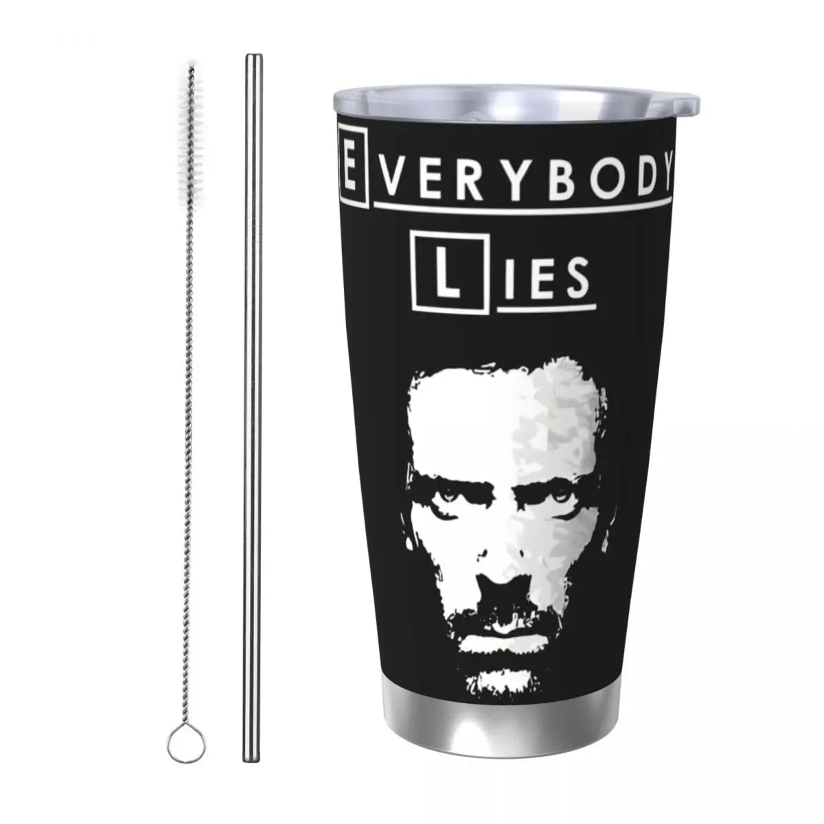 Everybody Lies Dr Gregory Tumbler Vacuum Insulated House Md Thermal Cup with Lid Straw Office Home Mug Spill Proof, 20oz
