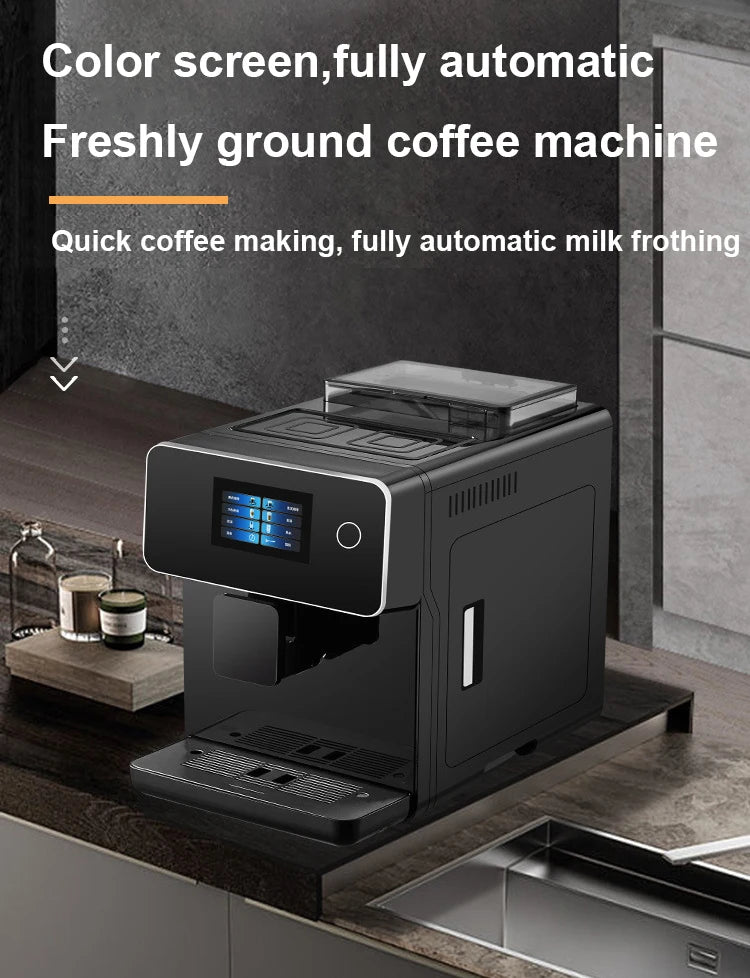 Kitchen Cappuccino Kapuchinator Machine Milk Foam Bubble Frother Automatic Italian Espresso Cafe Maker With Coffee Beans Grinder