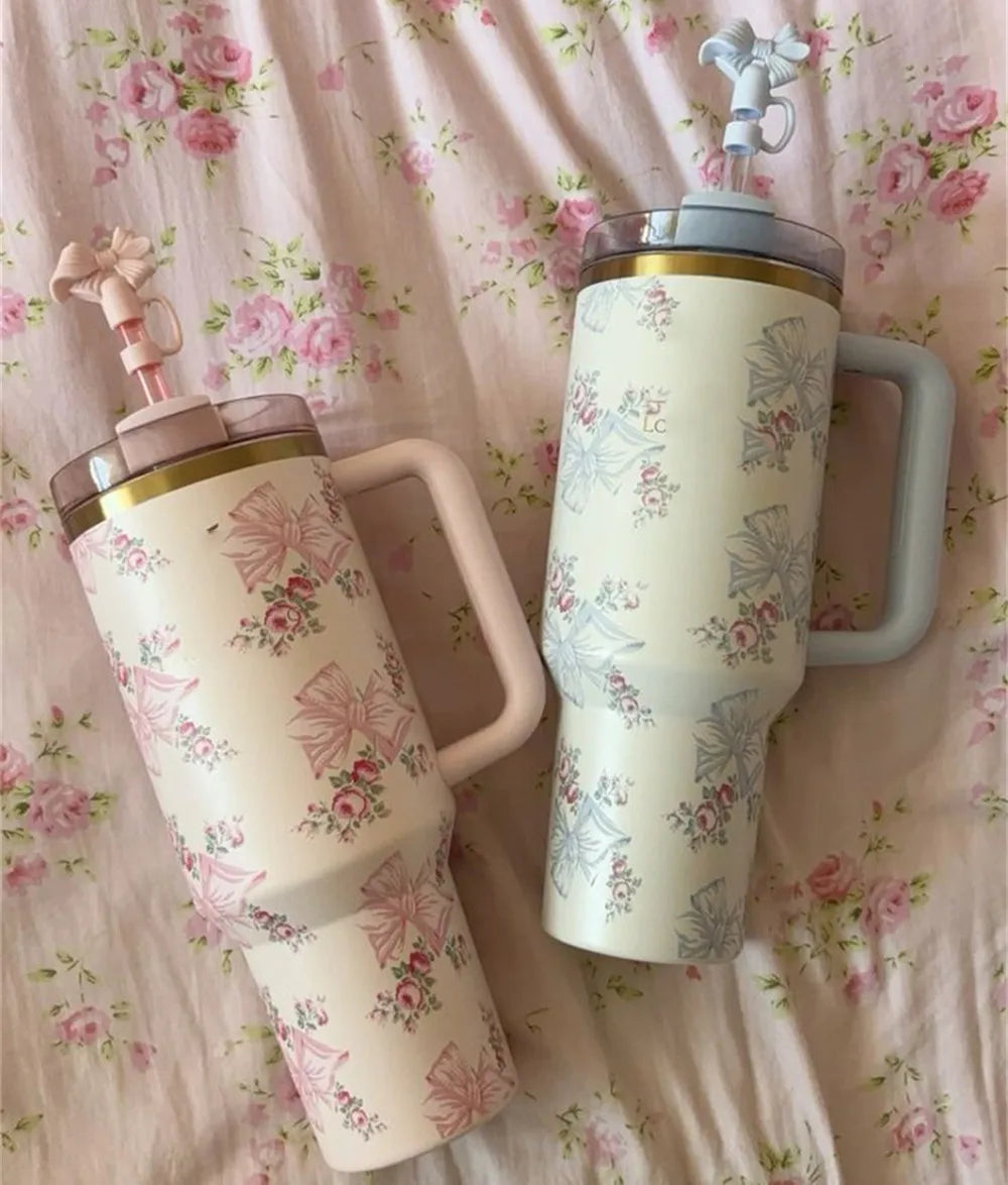 2025 Popular Tumblers With Handle Car Mugs Insulated Tumbler With Lids Straw Stainless Steel Coffee Tumbler Termos Cups