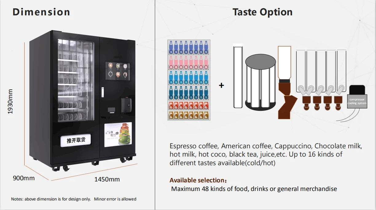 Automatic Coffee Vending Machine MDB System Integrated Drink & Snack Commercial Use Built-in Grinder Touchscreen Office/Retail