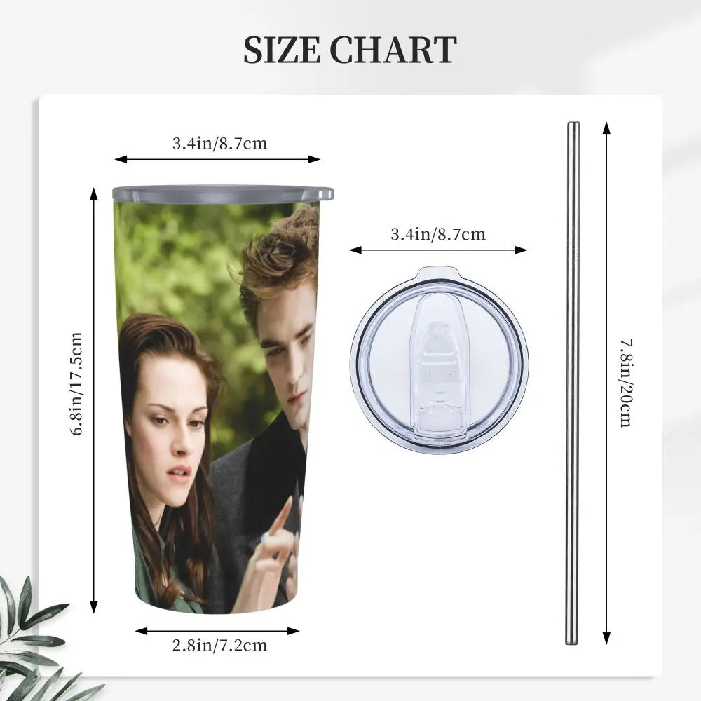The Twilight Saga Movie Insulated Tumbler with Straws Stainless Steel Thermal Mug Outdoor Travel Thermos Bottle Cup