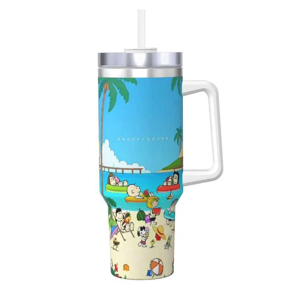 Tumbler Hot Drinks Water Bottle Portable Stainless Steel Coffee Mug A Peanuts Graphic Travel Mugs Cup