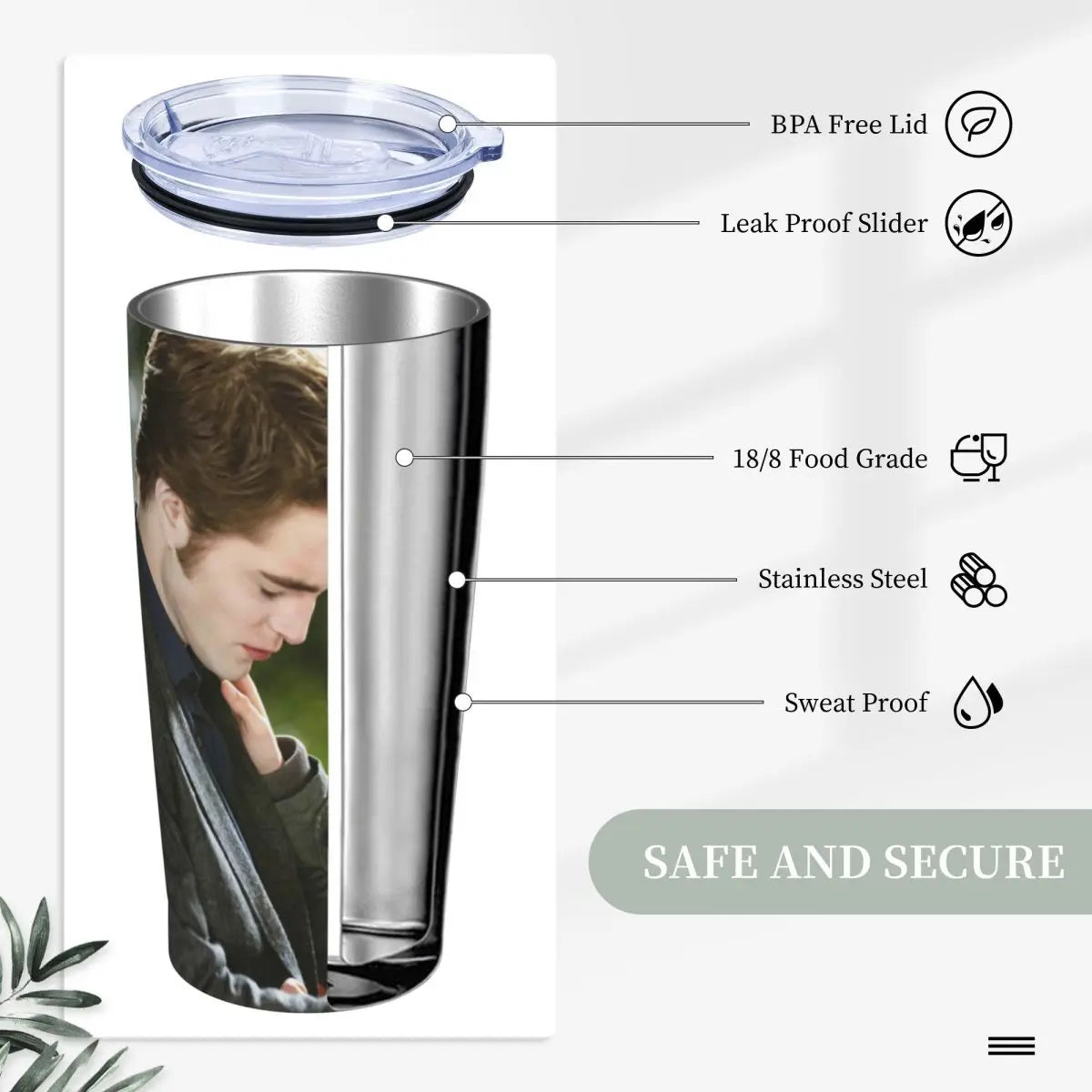 The Twilight Saga Movie Insulated Tumbler with Straws Stainless Steel Thermal Mug Outdoor Travel Thermos Bottle Cup