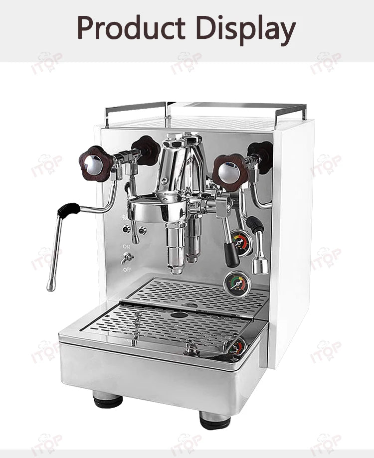 ITOP Coffee Machine Express Coffee Maker E61 Brewing Double Boiler Rotary Pump Copper Pipe 2000W N.W. 32kg 220-240V 50-60Hz